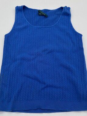 Vintage Polo Ralph Lauren Sweater Vest Women L Blue Cable Knit Tank Top